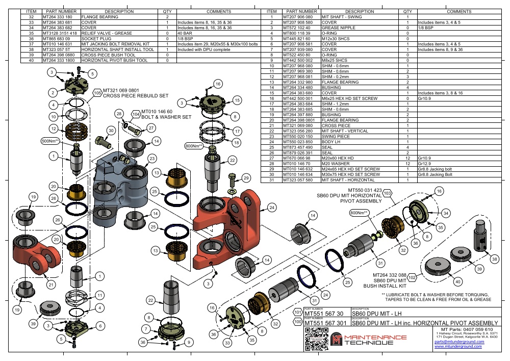 MT551 567 301_SB60 DPU MIT_LH INC HORIZONTAL PIVOT ASSEMBLY